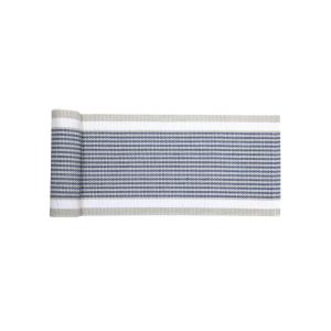Löpare, fönsterremsa GRETA randig i gråblått, offwhite och linnefärg, stl 15x140cm