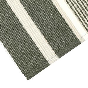 Löpare GRETA randig i olivgrönt, offwhite och linnefärg, stl 33x120cm