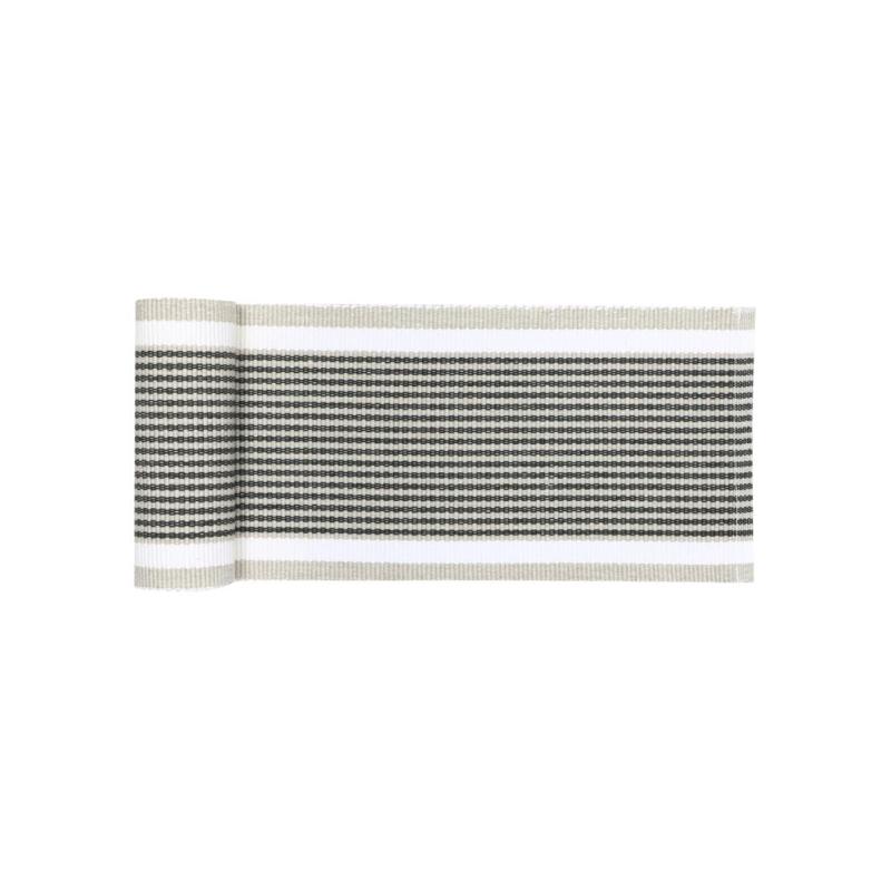 Löpare, fönsterremsa GRETA randig i olivgrönt, offwhite och linnefärg, stl 15x140cm