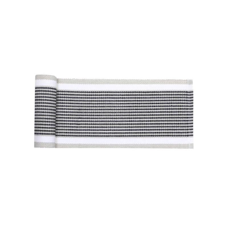 Löpare, fönsterremsa GRETA randig i svart, offwhite och linnefärg, stl 15x140cm