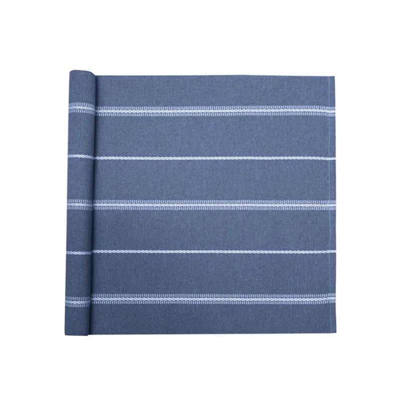 Löpare HERMAN i gråblått med tvinnade vita ränder, stl 45x140cm