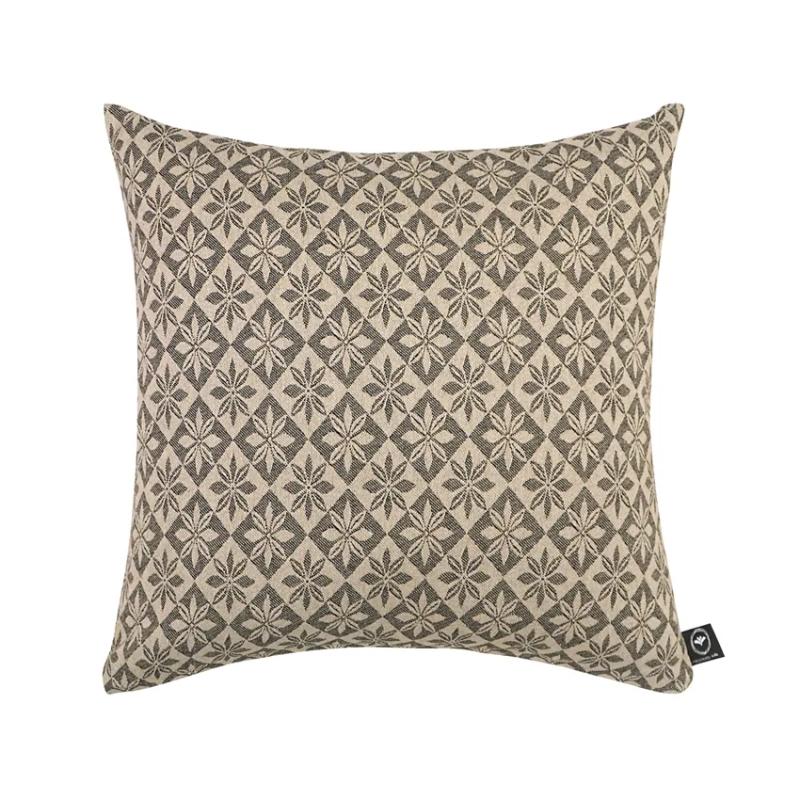 Kuddfodral ANNA, vävt i klassiskt bolstertyg i svart och beige