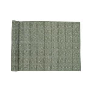 Bordslöpare VIGGO med fiskbensmönster i rutor i olivgrönt och linnefärg, stl. 33x120cm