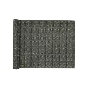 Bordslöpare VIGGO med fiskbensmönster i rutor i svart och linnefärg, stl. 33x120cm