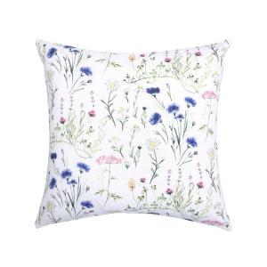 Kuddfodral HILMA, återvunnet material, med sommarblommor i blått, rosa, gult och vitt