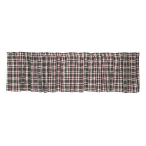 Gardinkappa VIVI med skotsktrutigt, tartan mönster i olivgrönt, rött och linnefärg