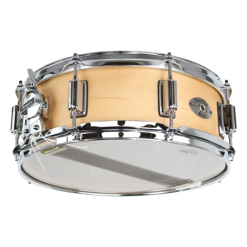 Rogers Drums USA Powertone Wood Shell Snare, Beavertail lug - Satin Natural