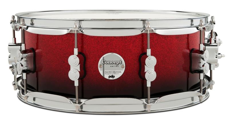 PDP Concept Maple Snare, 5.5x14'' - Red to Black Fade Lacquer