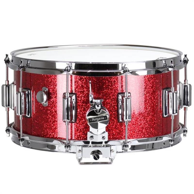 Rogers Dynasonic 14×6.5 Wood Shell Snare, Beavertail lug – Red Sparkle