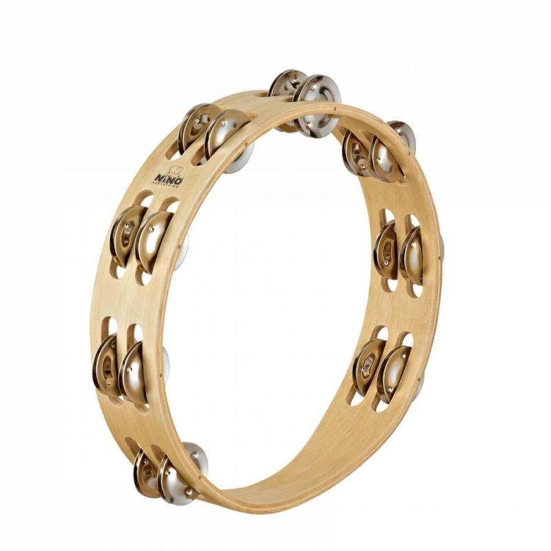 NINO Percussion Tamburin Wood 10", 2 rows, NINO15