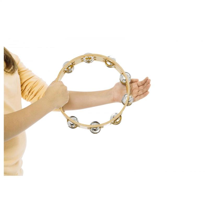 NINO Percussion Tamburin Wood 10", 2 rows, NINO15