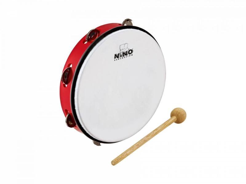 NINO Percussion Tamburin m. skinn ABS 10'', Red, NINO24R