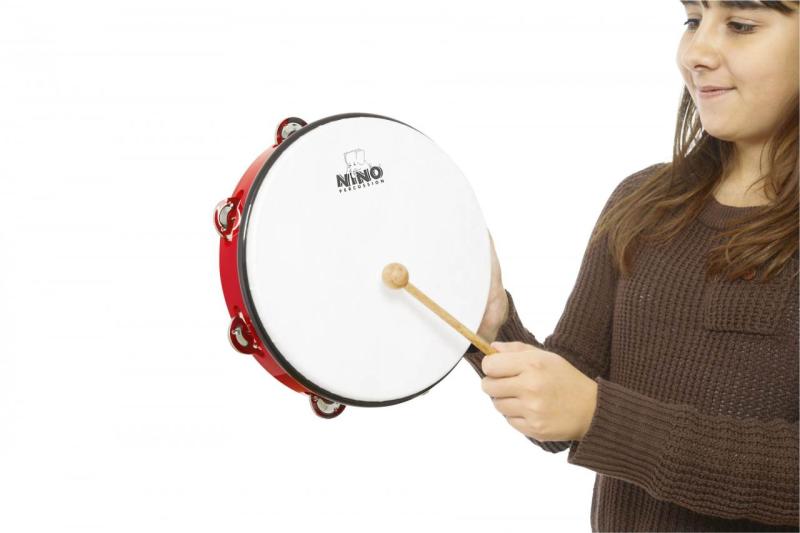 NINO Percussion Tamburin m. skinn ABS 10'', Red, NINO24R