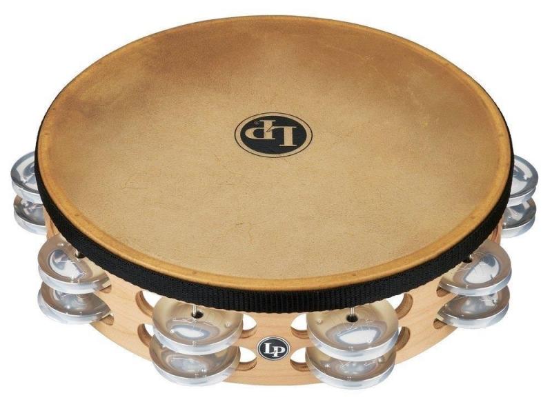 Latin Percussion Tambourine Pro 10 in Double Row With Head 10'' Brass/Bronze, LP384-BB