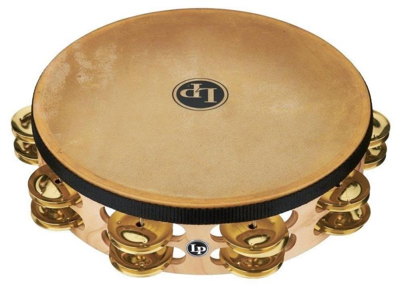 Latin Percussion Tambourine Pro 10 in Double Row With Head 10'' Brass, LP384-BR