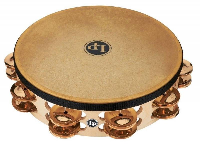 Latin Percussion Tambourine Pro 10 in Double Row With Head 10'' Bronze, LP384-BZ