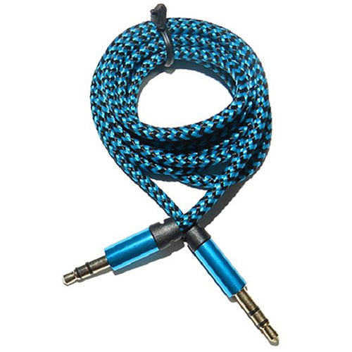 Premium Blue Weave - AUX-kabel 3,5mm till 3,5mm