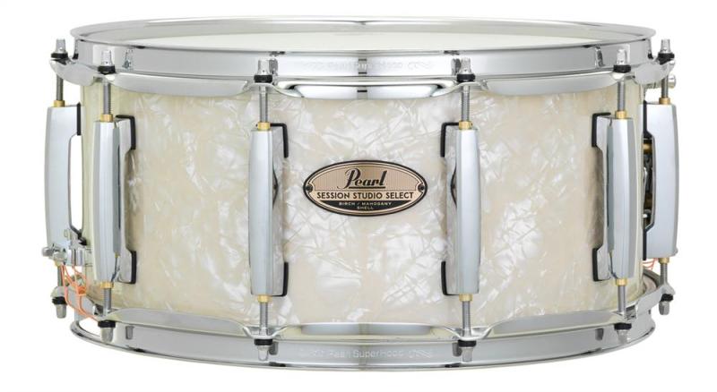 Pearl Session Studio Select 14x6.5 Snare Drum Nicotine White Marine Pearl