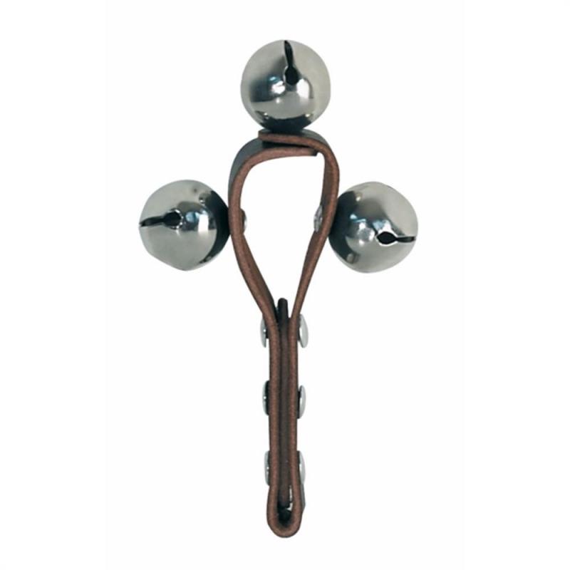 Planet Music Sleigh Bells – 3 Bells on Stick Leather