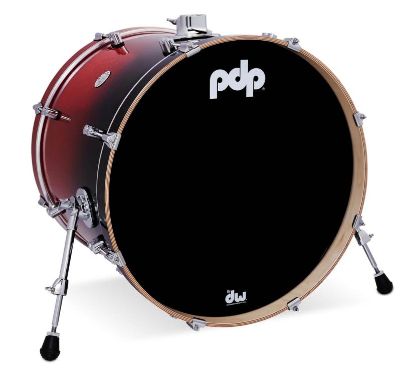 PDP Concept Maple Bass Drum, 18x22'' - Red to Black Fade Lacquer