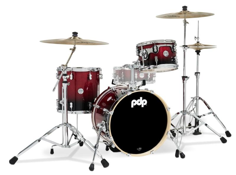 PDP Concept Maple Shell Pack, 3pc, 18'' - Red to Black Fade Lacquer