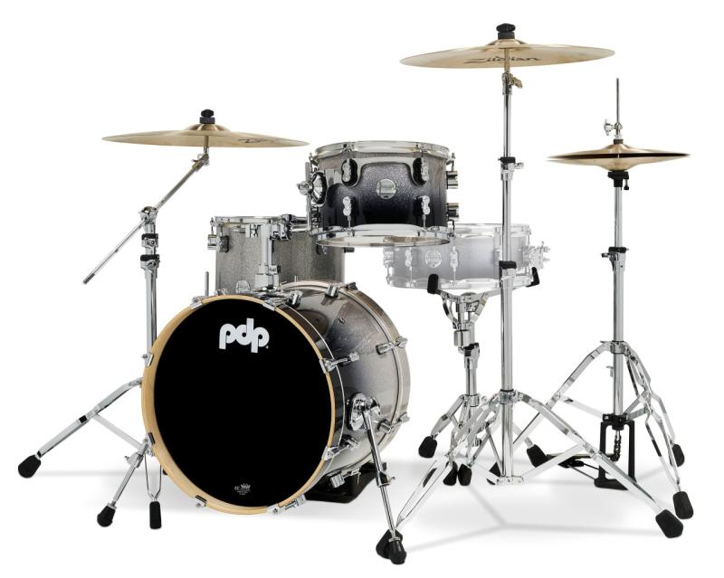 PDP Concept Maple Shell Pack, 3pc, 18'' - Silver to Black Fade Lacquer