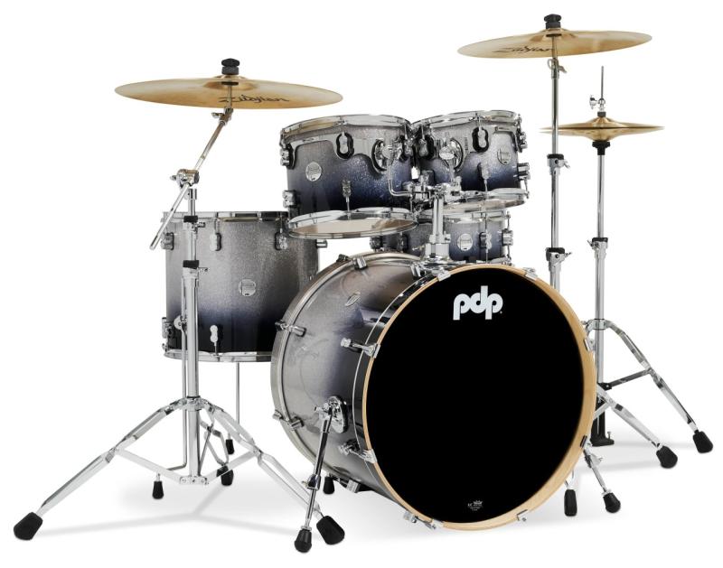 PDP Concept Maple Shell Pack, 5pc, 22'' - Silver to Black Fade Lacquer