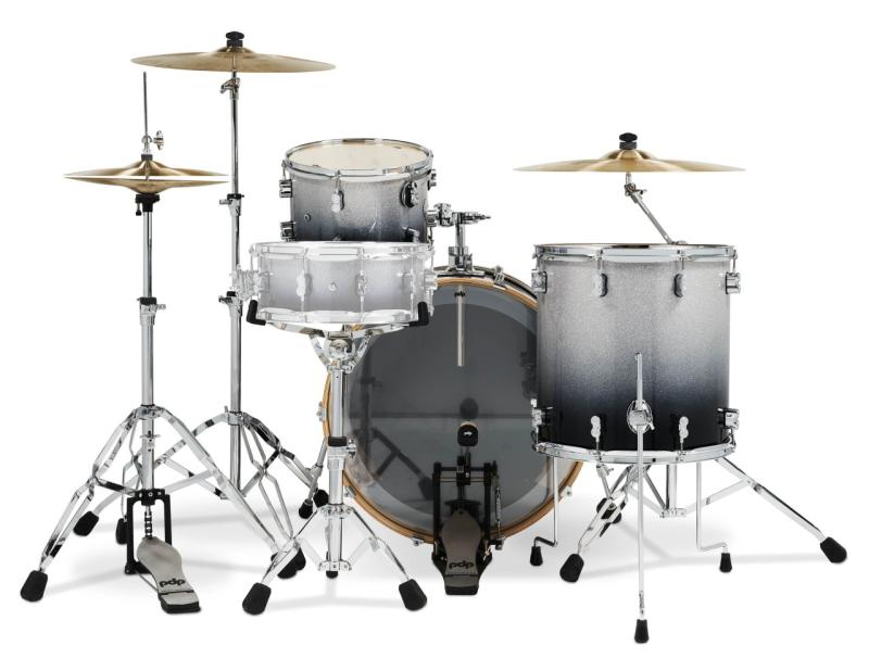 PDP Concept Maple Shell Pack, 3pc, 24'' - Silver to Black Fade Lacquer