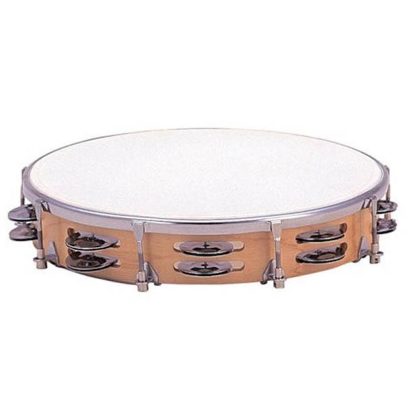 Dixon 10″ Tambourine Wood Tunable Plastic Head – 16 Jingle Pairs