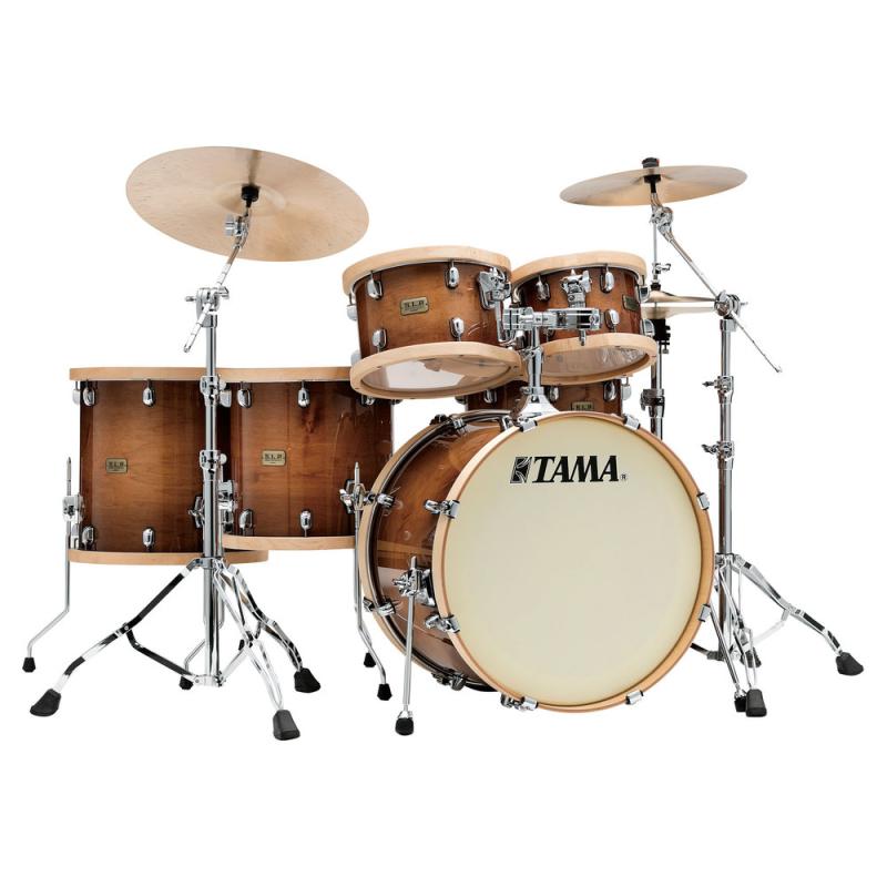 Tama S.L.P. Drumkit Studio Maple, Gloss Sienna finish.