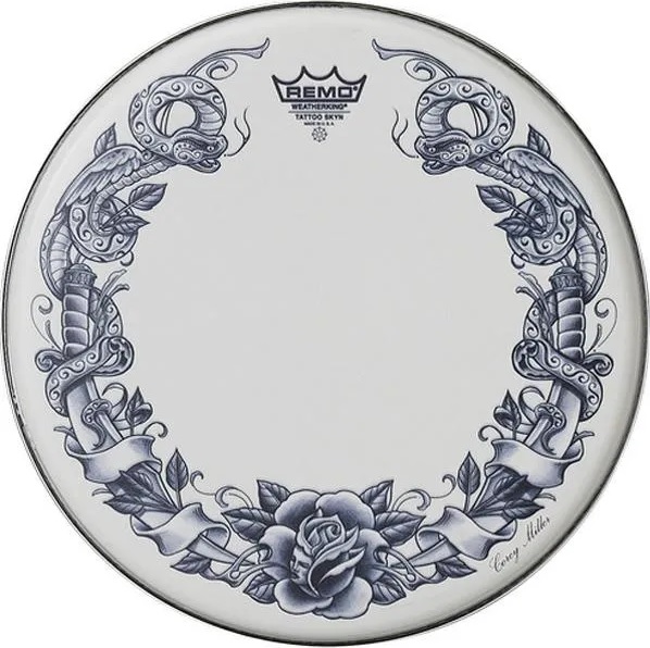 14” Tattoo Skyn ”Serpent Rose” - White , Remo