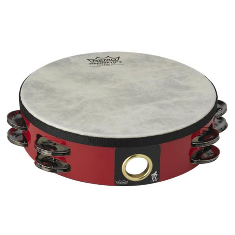Remo Tambourine 8″ Fiberskyn 3 – Double Row Red
