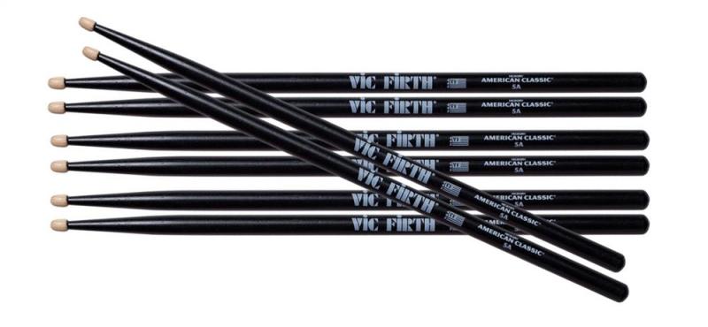 Vic Firth 5A Black 4-pack -  American Classic Hickory