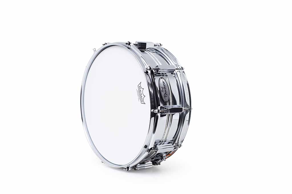 Pearl DuoLuxe Chrome-over-Brass 14x5 Snare Drum with twin Nicotine White  Marine Pearl (#405) Inlays