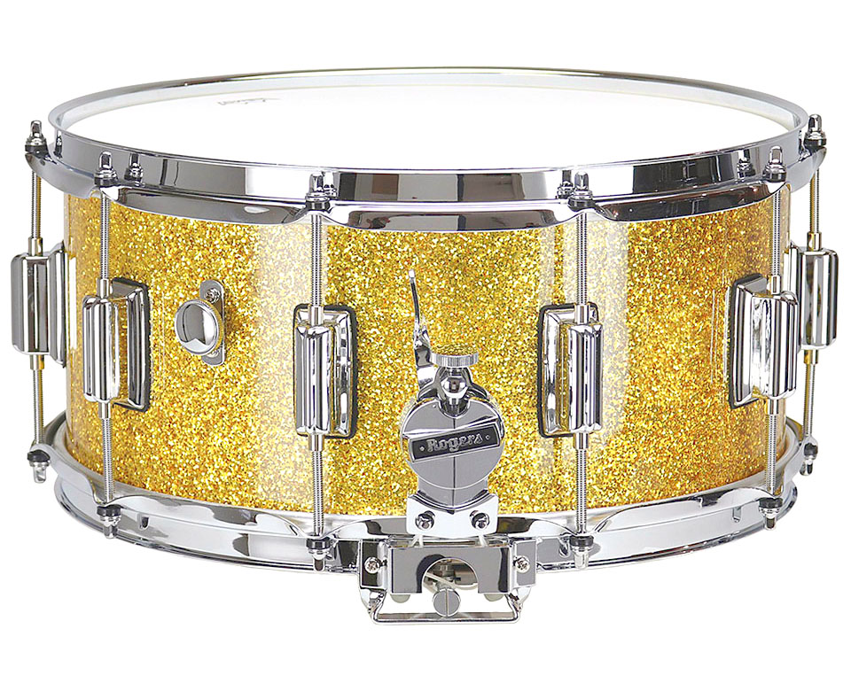 Rogers DynaSonic 14×6.5 Wood Shell Snare | Beavertail Lug – Gold Sparkle –  Limited Edition