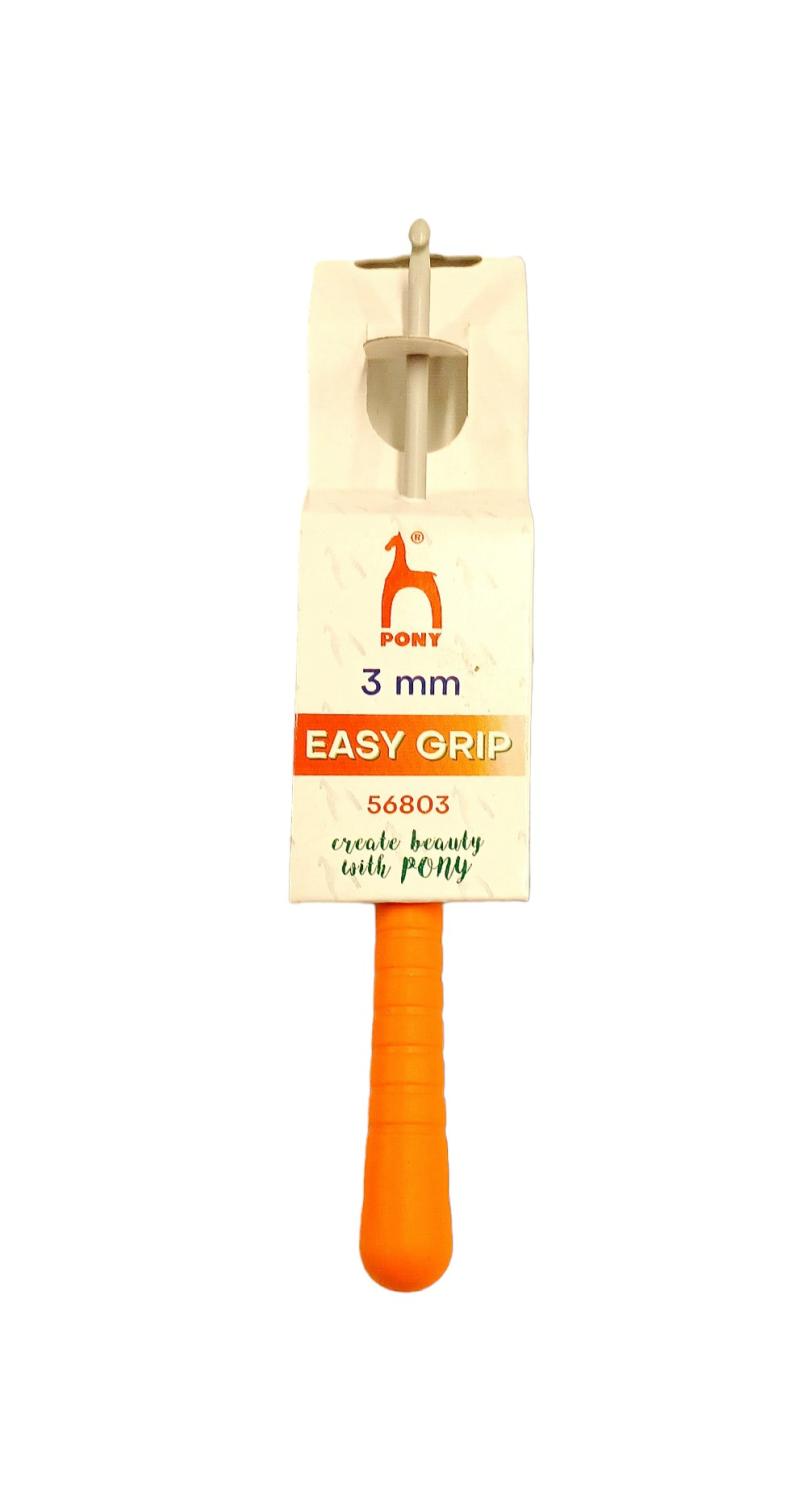 Virknål pony 3mm - 14cm Easy Grip orange