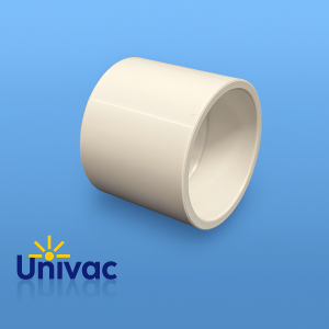 Univac skarvmuff – vit plastkoppling för att sammanfoga rör i centraldammsugarsystem.
