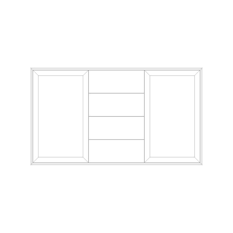 Modulbokhylla 3-Sektion Edge 2 dörrar/4 lådor