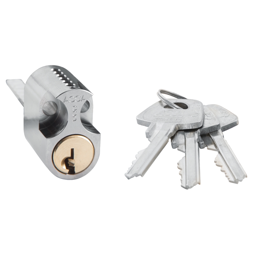 Cylinder 1309 3Nøgler 1301-Serie Oval Mat Krom Assa Abloy