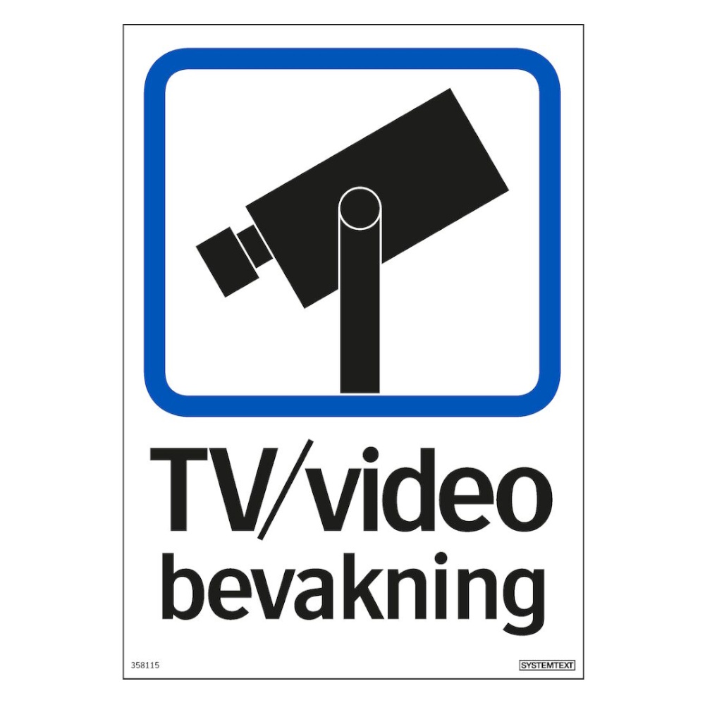 Klistermærke TV/Videoovervågning 210x148mm Systemtext