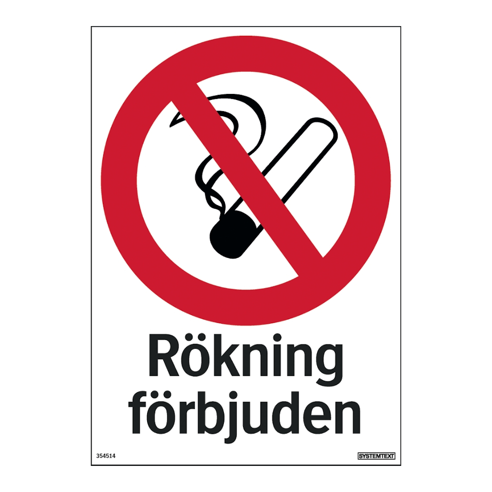 Skilt Rygning Forbudt 210x297mm Aluminium Systemtext