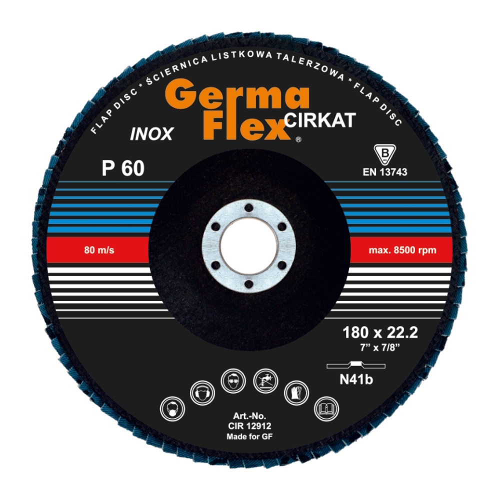 Lamskive Cirkat N41B 180x22,2 mm Kornstørrelse-60 Germaflex