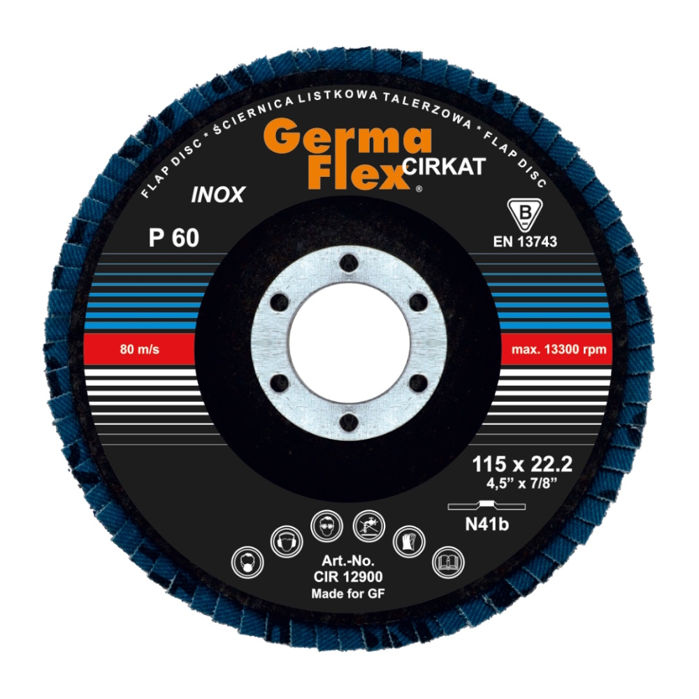 Lamskive Cirkat N41B 115x22,2mm Kornstørrelse-60 Germaflex