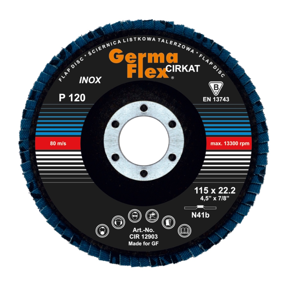 Lamskive Cirkat N41B 115x22,2mm Kornstørrelse-120 Germaflex