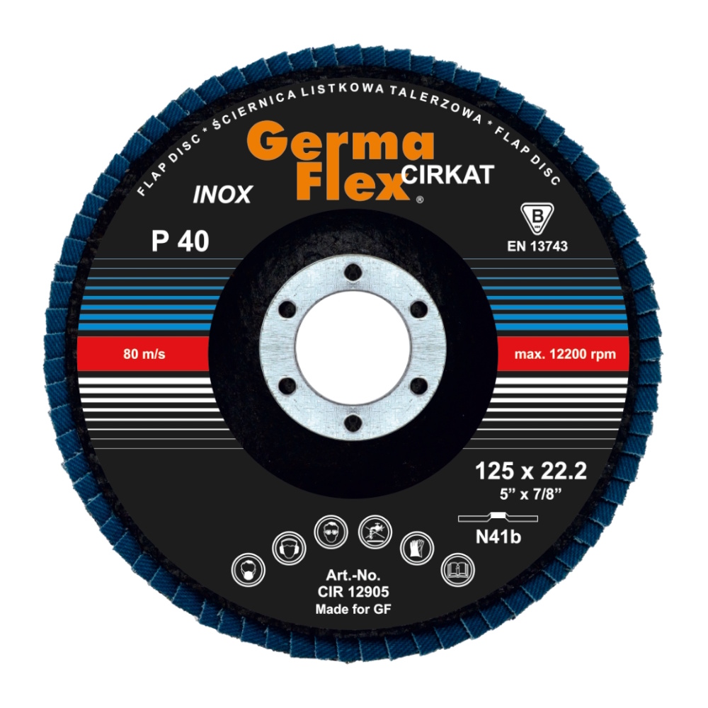Lamskive Cirkat N41B 125x22,2mm Kornstørrelse-40 Germaflex