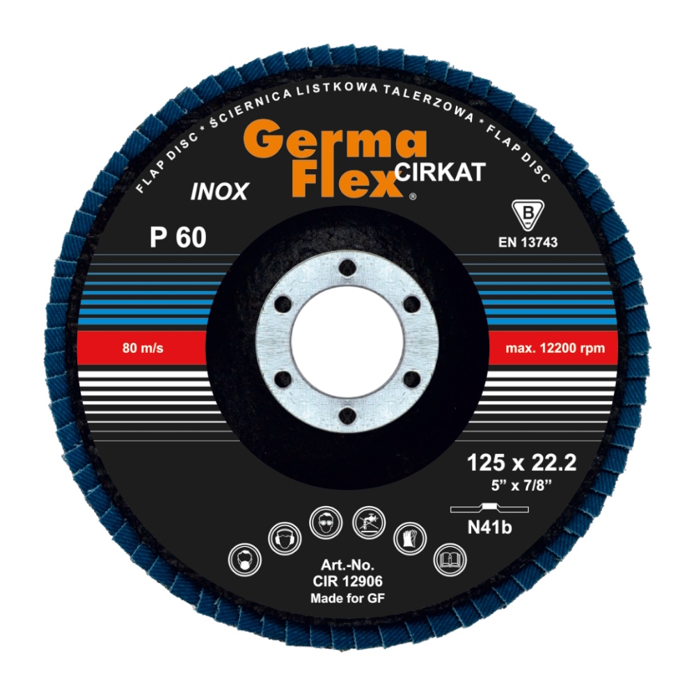 Lamskive Cirkat N41B 125x22,2 mm Kornstørrelse-60 Germaflex