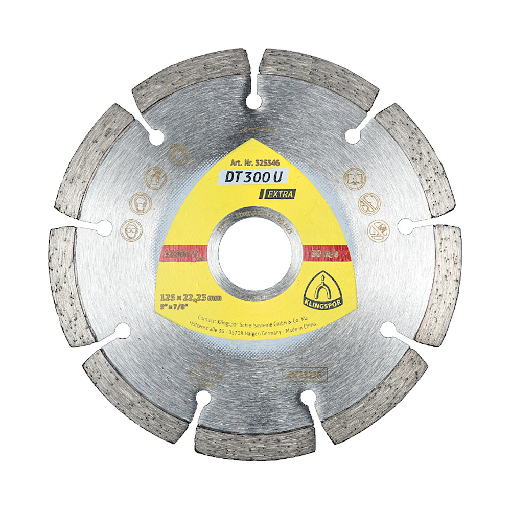 Diamantskæreskive DT300U Extra 9 Segmenter Af 7mm 125x1,6x22,23mm Klingspor