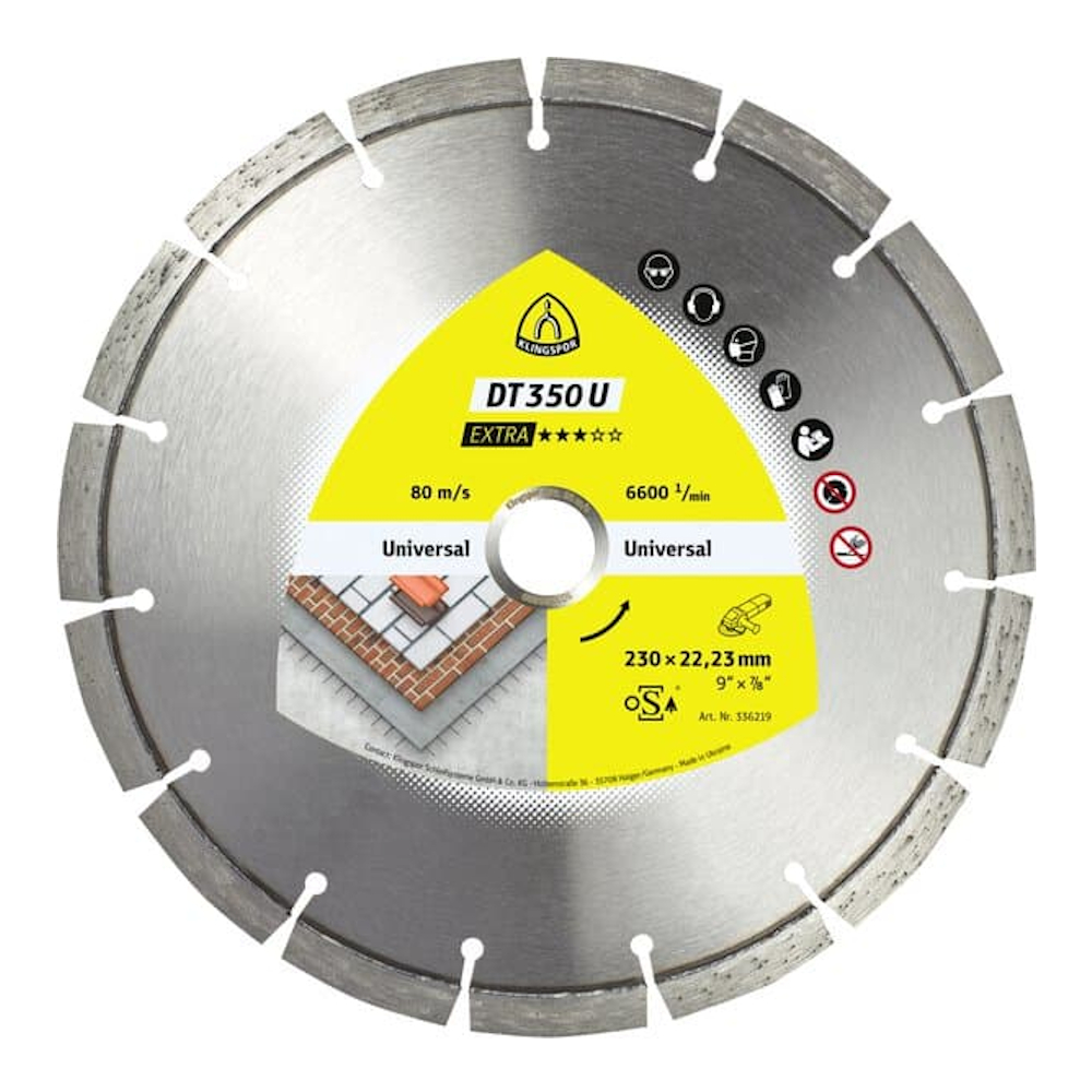 Diamantskæreskive DT350U Extra 15 Segmenter Af 10mm 230x2,6x22,23mm Klingspor