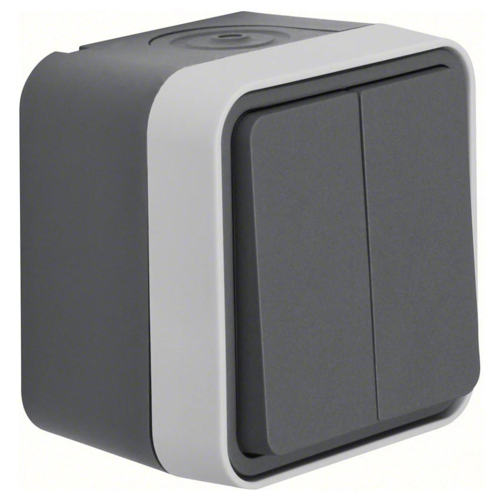 Afbryder Krone W.1 Overflademonteret 76x76x61,5mm 10A 250V IP55 Grå Hager