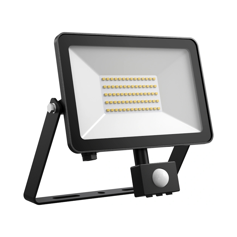 Fox Floodlight PIR 50W 220-240V 5925lm 4000K IP65 Sort Solar Netto